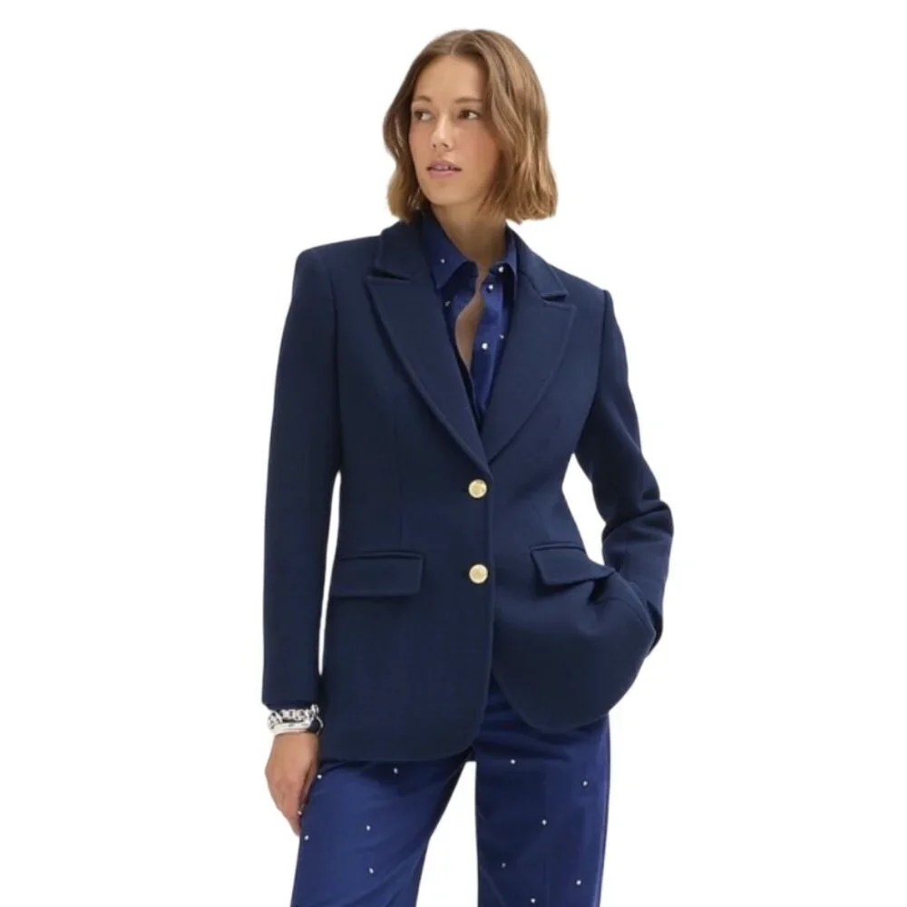 NWT JCrew Blazer Jacket Womens 6 Navy Blue Italian Double Cloth Wool BV087 NEW